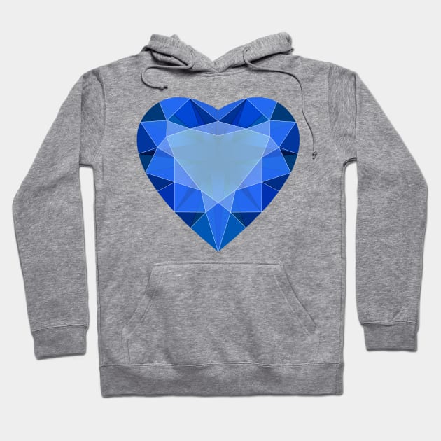 Blue Faceted Heart Shaped Gemstone Hoodie by Vivid Chaos